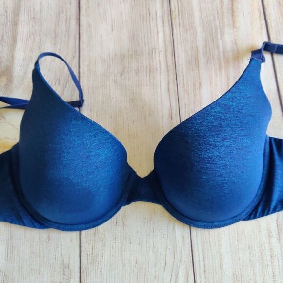 Victoria's Secret Uplift Semi Demi Bra blue sz 32D - Picture 8 of 13